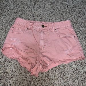 dusty rose denim shorts